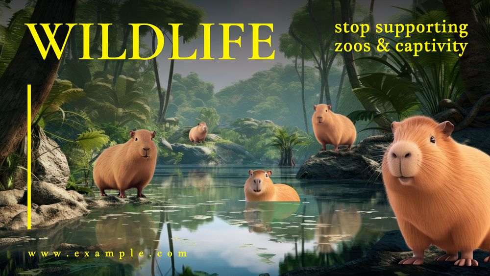 Stop wildlife captivity blog banner template, editable design