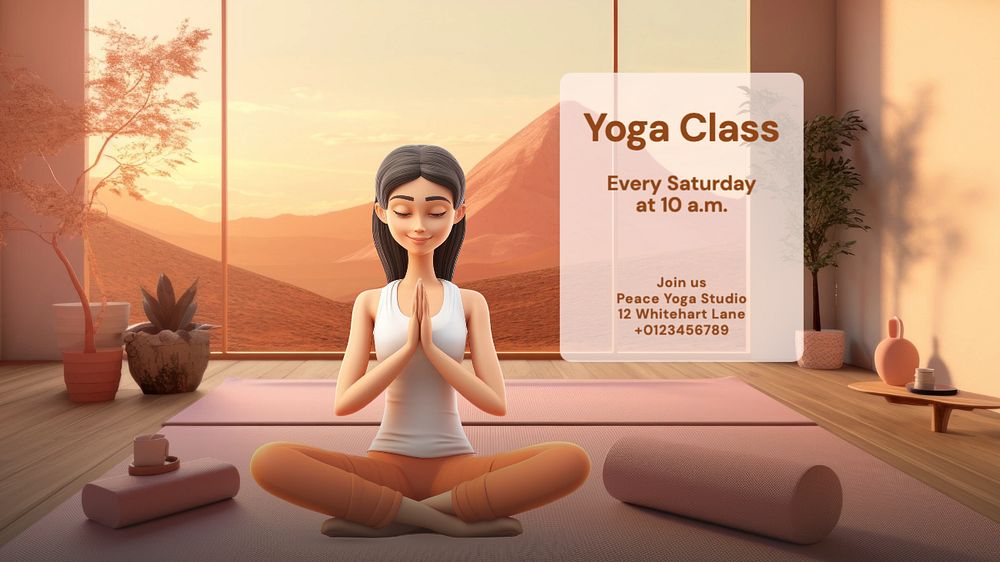 Yoga class blog banner template, editable design