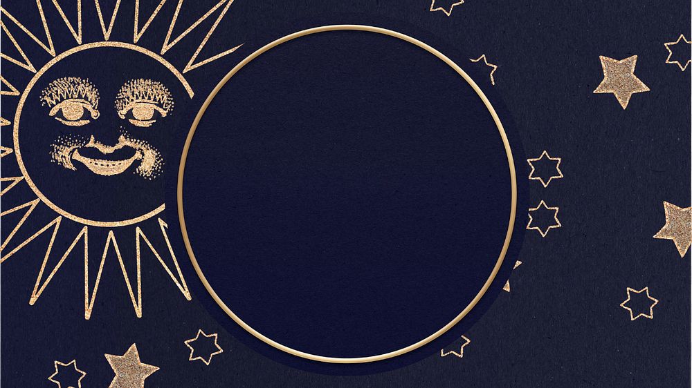 Navy celestial frame desktop wallpaper, editable design