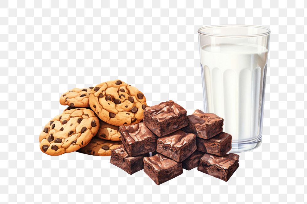 Editable milk & cookies png element, food digital art