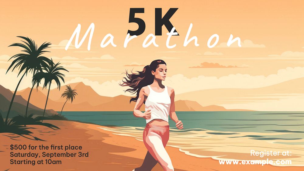 5k marathon Facebook cover template, editable design