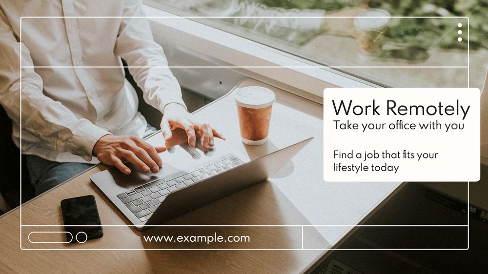 Remote working  blog banner template, editable text