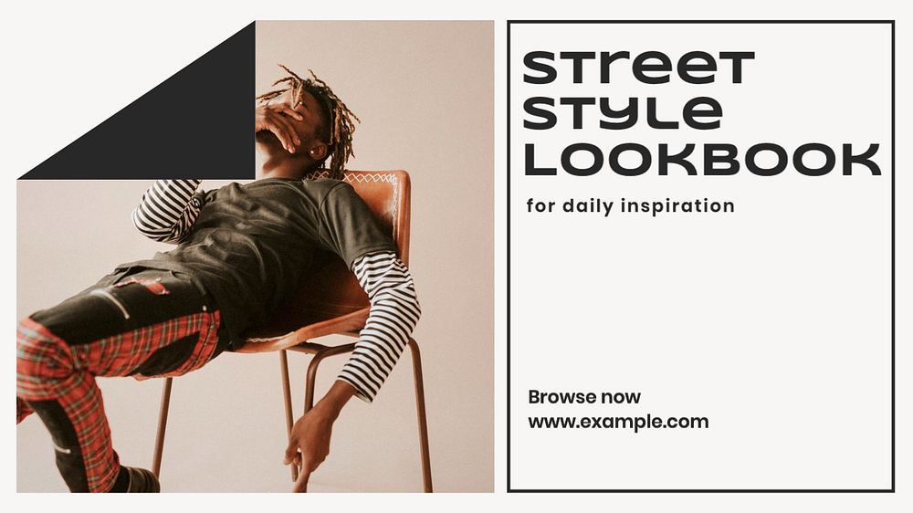 Street style lookbook  blog banner template, editable text