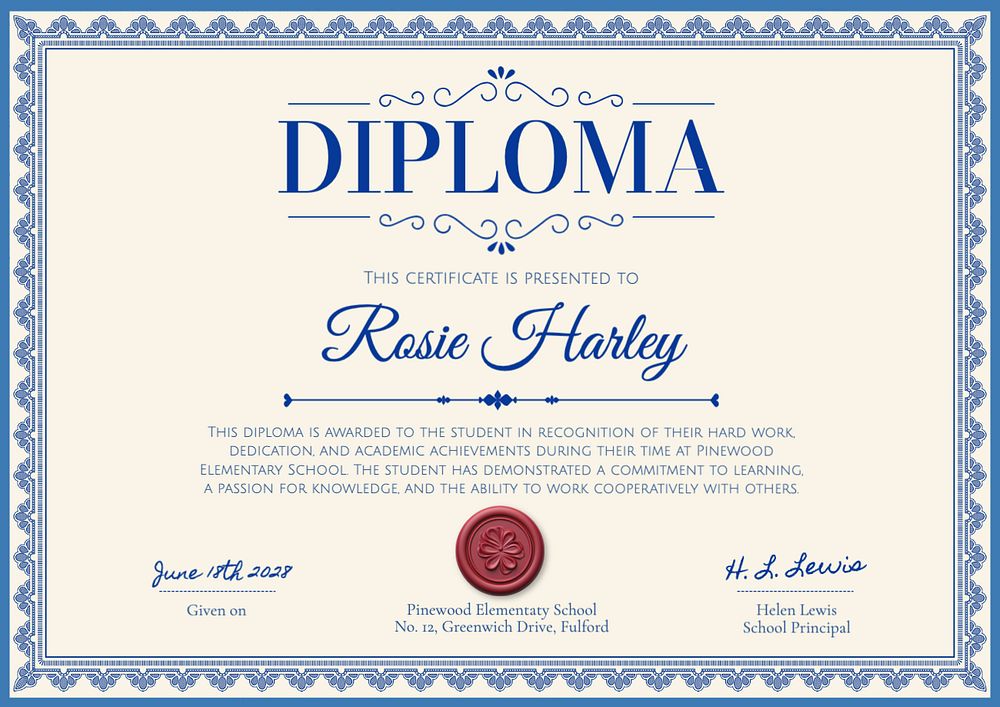 Graduation diploma template, editable design