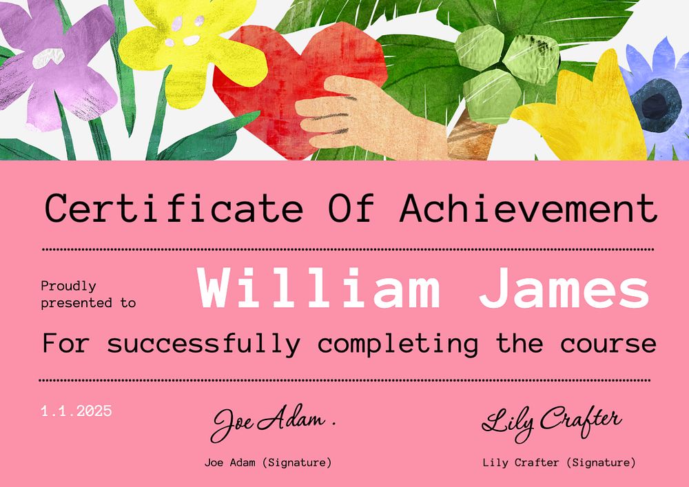 Certificate of achievement template, editable design