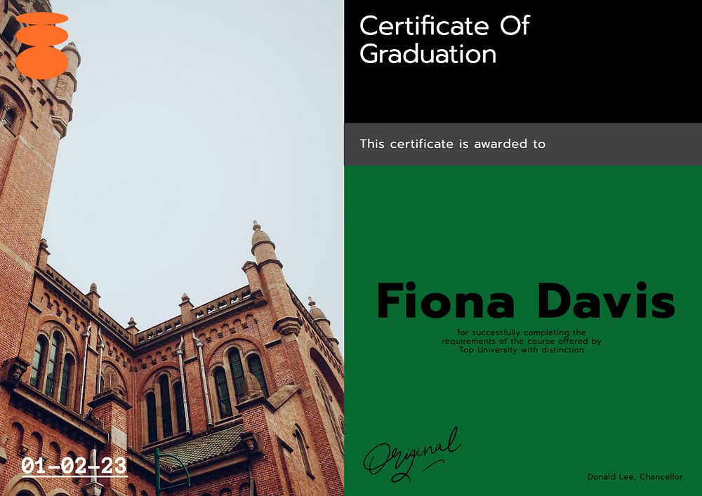 Certificate of graduation template, editable design