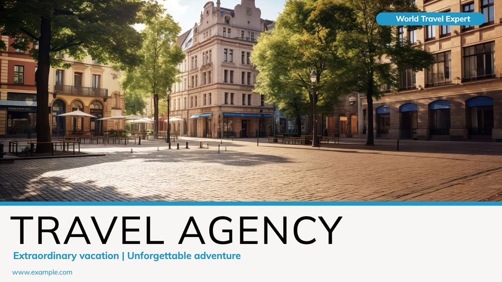 Travel agency blog banner template, editable text