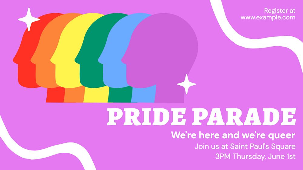 Pride parade Facebook cover template, editable design