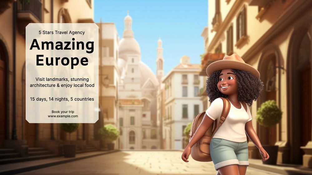 Europe trip blog banner template, editable text