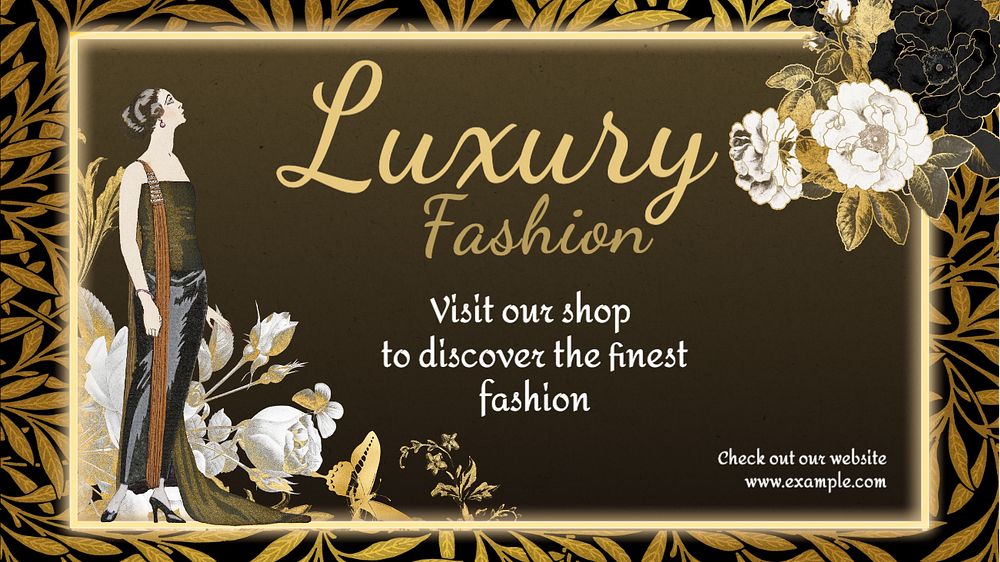 Luxury fashion blog banner template, editable text