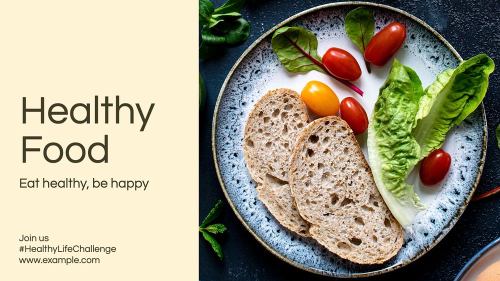 Healthy Food blog banner template, editable text