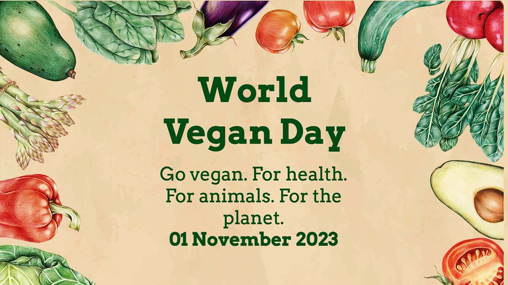 Vegan day blog banner template, editable text