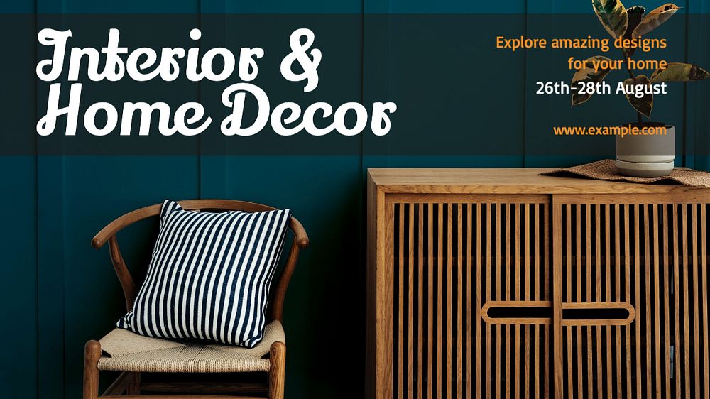 Interior & home decor blog banner template, editable text