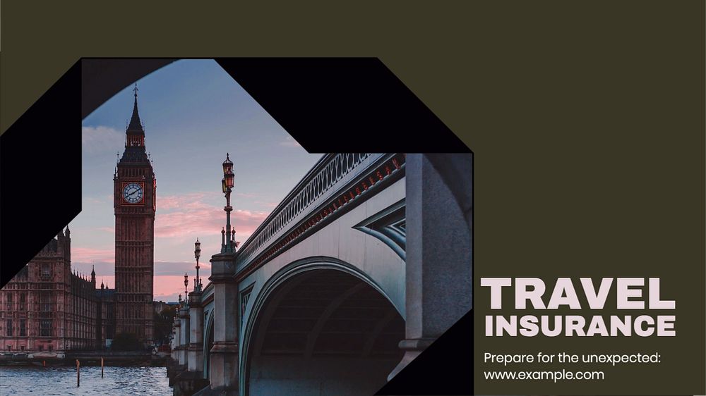 Travel insurance blog banner template, editable text