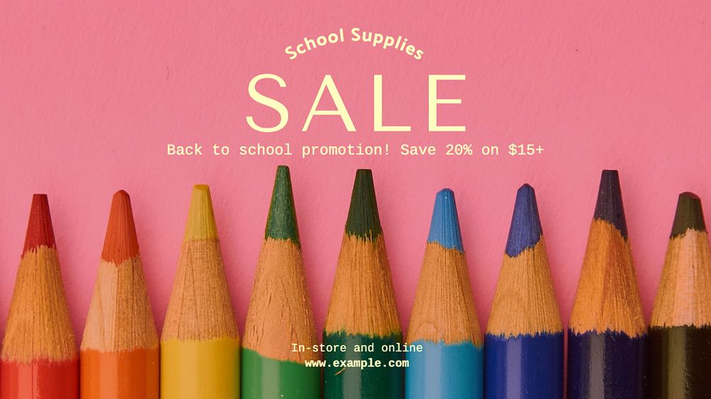 School supplies blog banner template, editable text