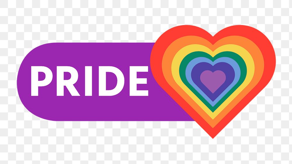 Pride rainbow heart icon png, editable design