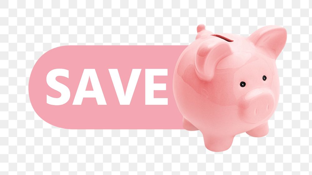 Save money piggy bank icon png, editable design