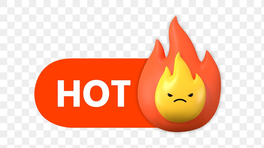 Hot flame icon png, editable design