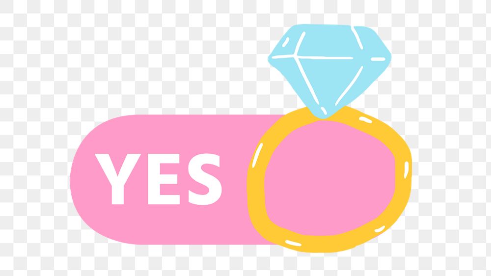 Yes engagement ring icon png, editable design