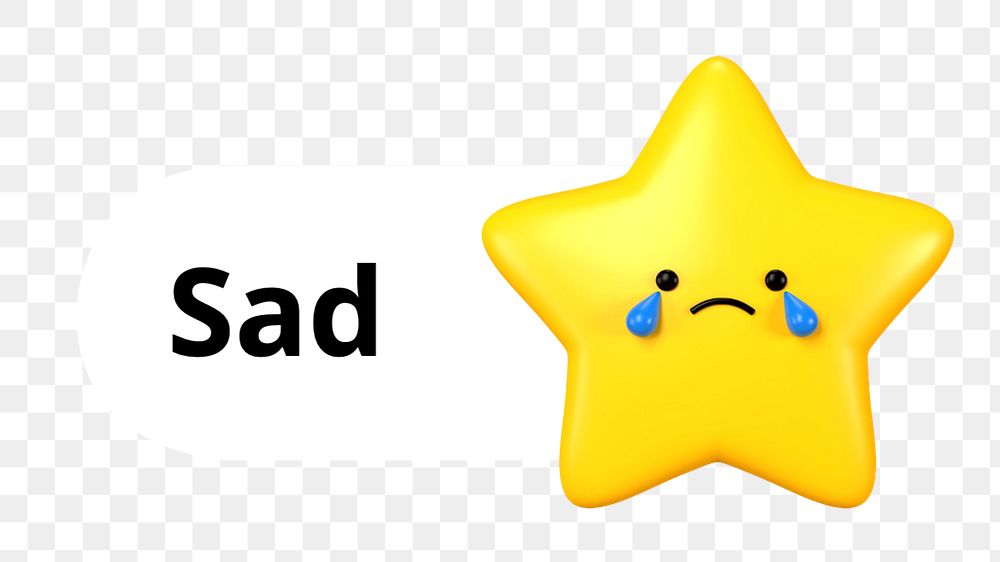 Sad star icon png, editable design