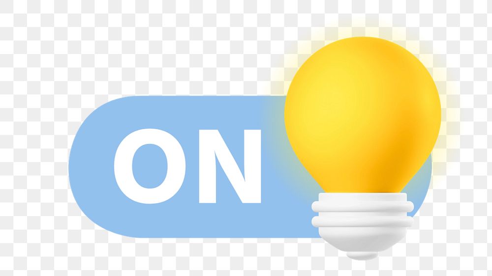 On light bulb 3D icon png, editable design