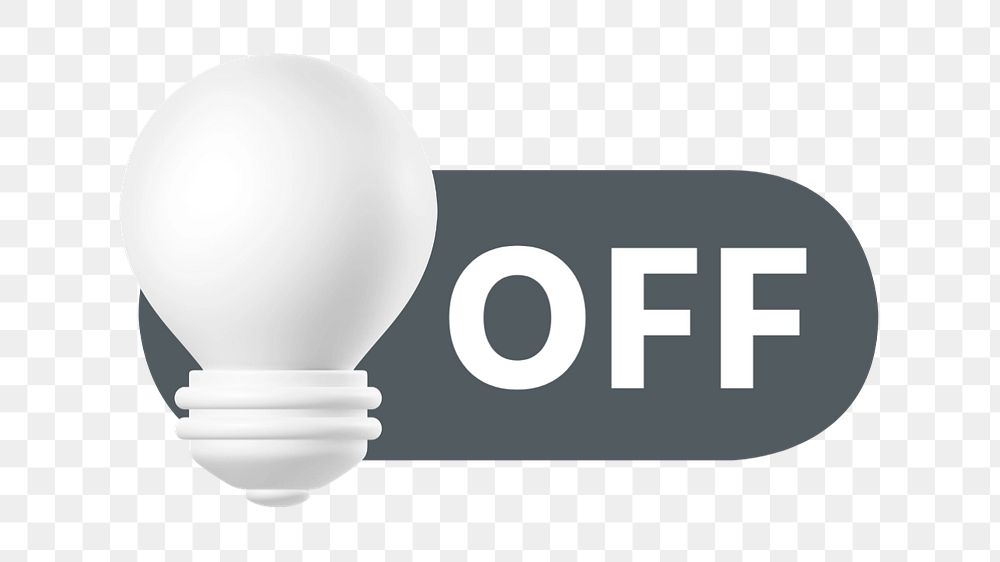 Off light bulb 3D icon png, editable design