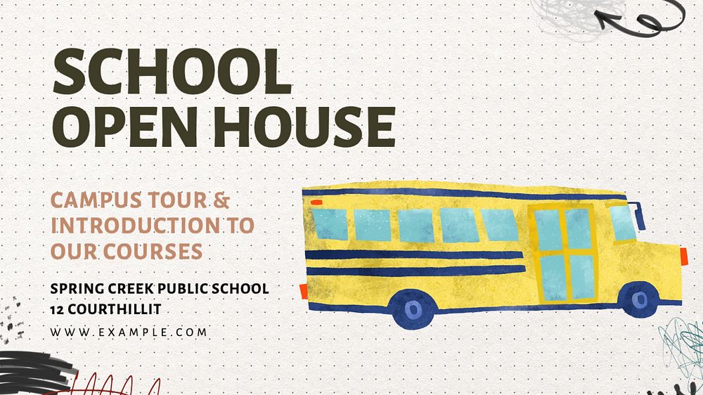 School open house blog banner template, editable text