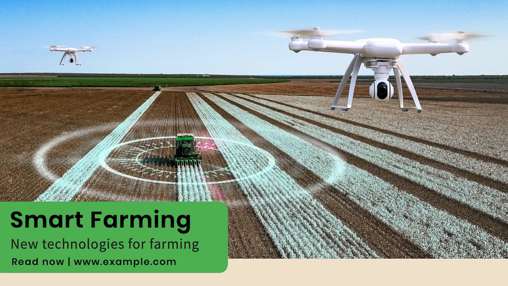 Smart farming blog banner template, editable text