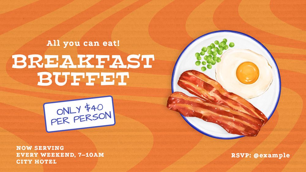 Breakfast buffet blog banner template, editable text