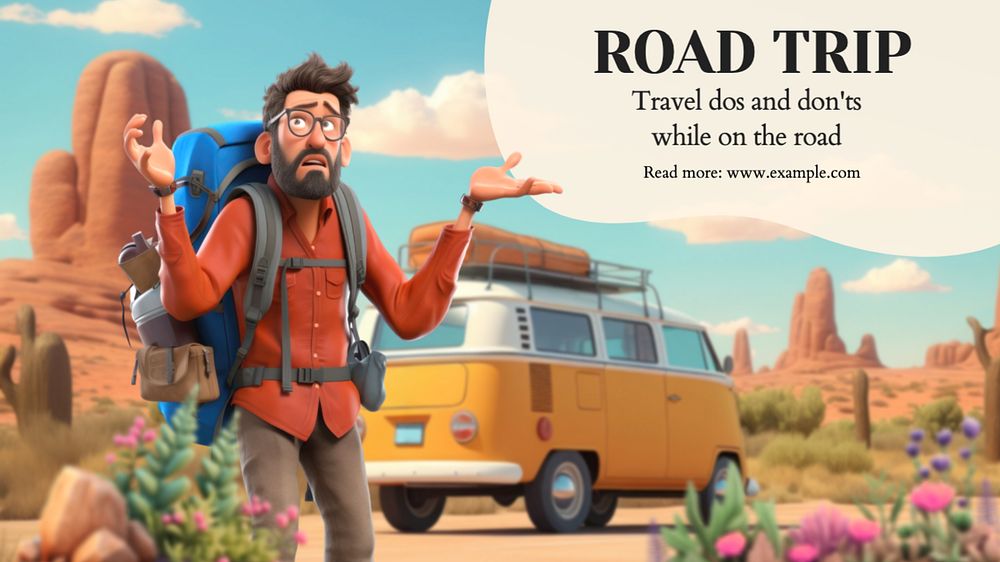 Road trip blog banner template, editable text