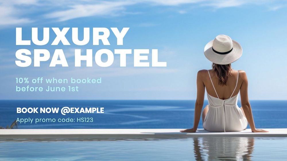 Luxury spa hotel blog banner template, editable text