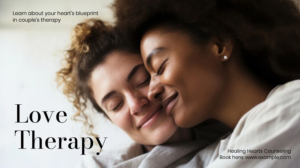 Love therapy blog banner template, editable text