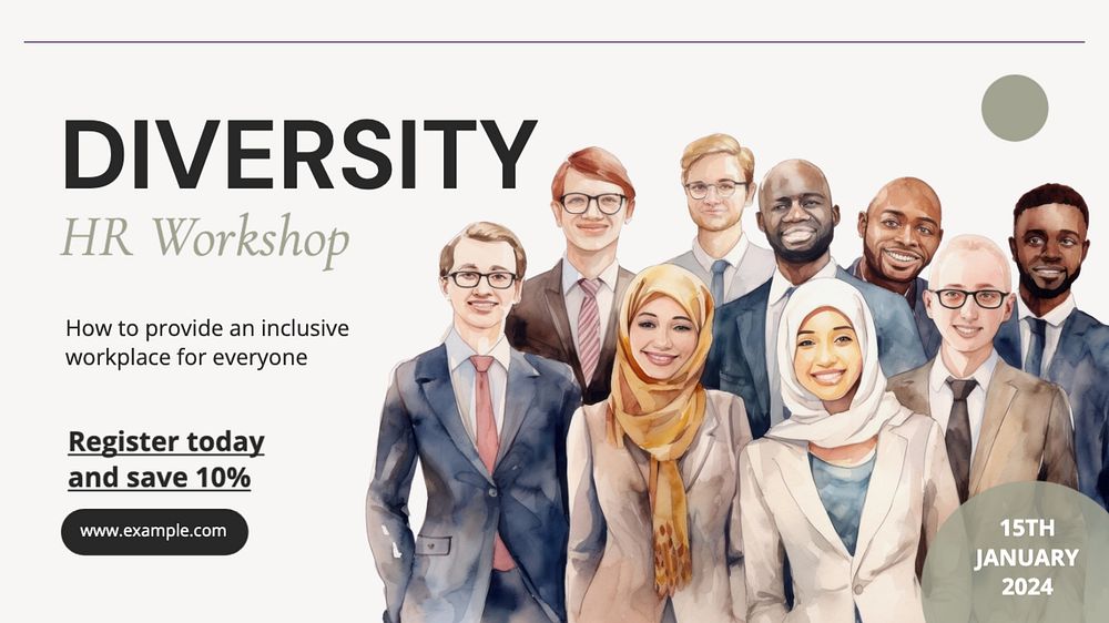 Diversity HR workshop blog banner template, editable text