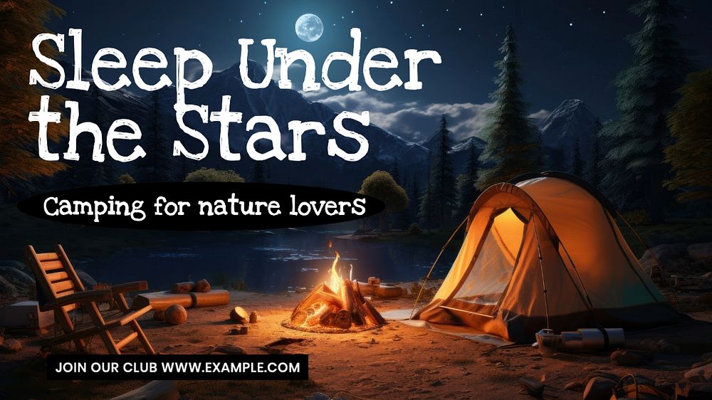 Camping blog banner template, editable text