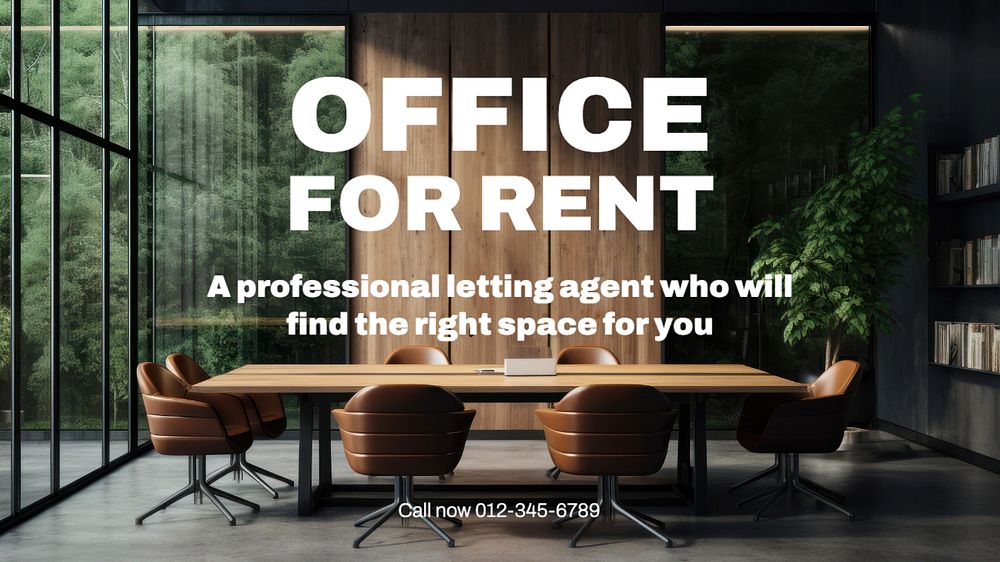 Office for Rent blog banner template, editable text