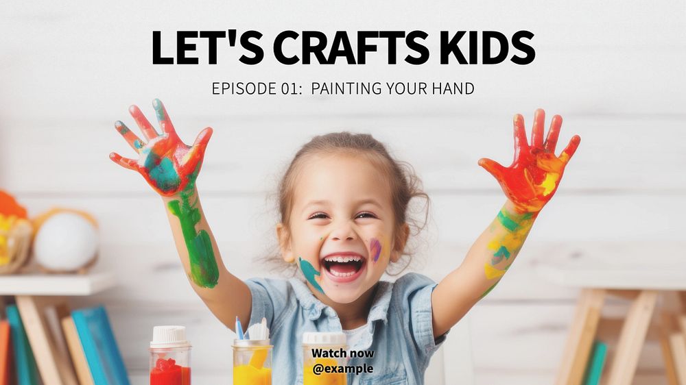 Crafts kids paint blog banner template, editable text