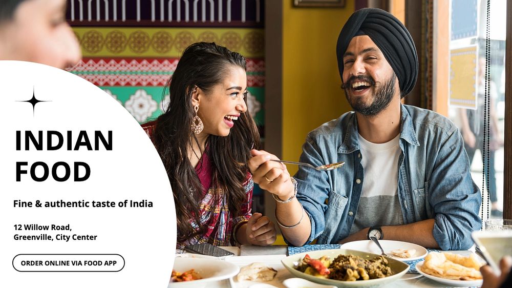 Indian food blog banner template, editable text