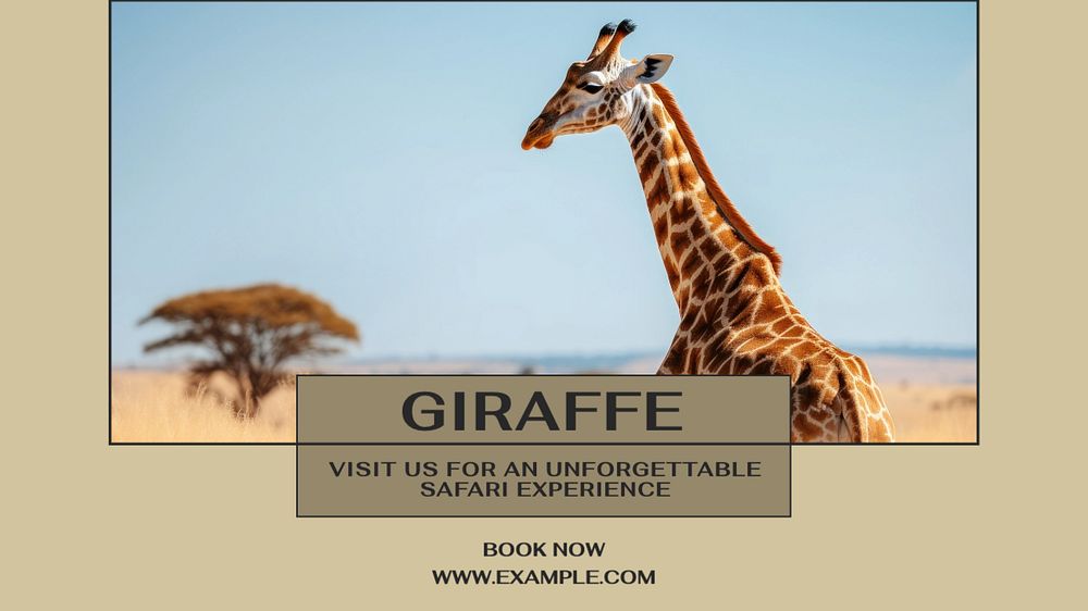 Giraffe safari blog banner template, editable text