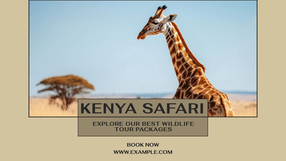 Kenya safari blog banner template, editable text