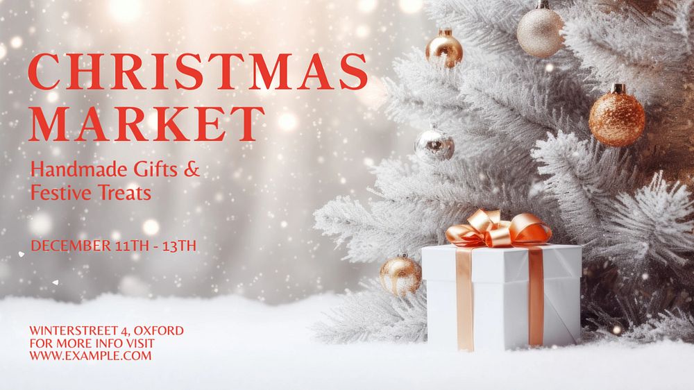 Christmas market blog banner template, editable text