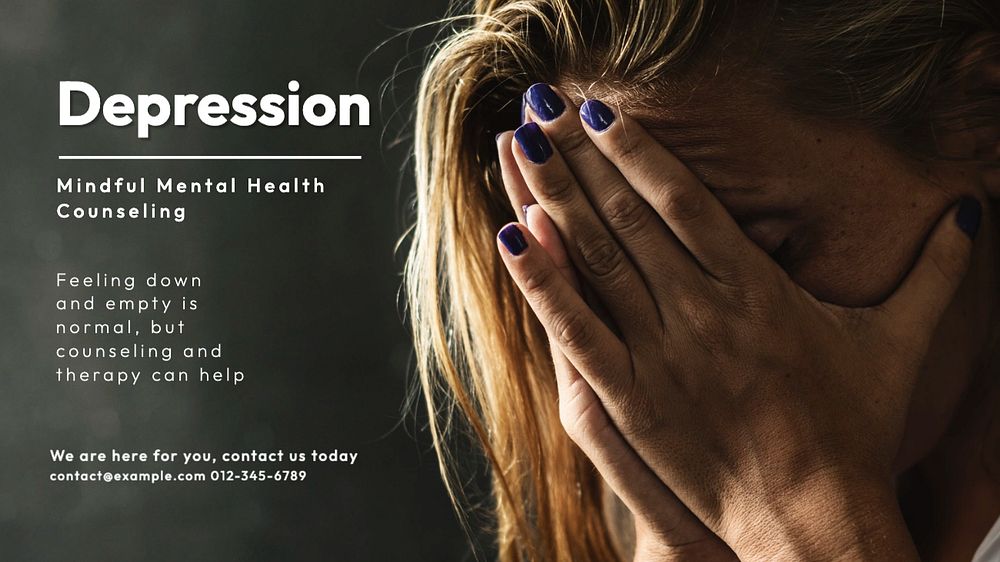 Depression blog banner template, editable text