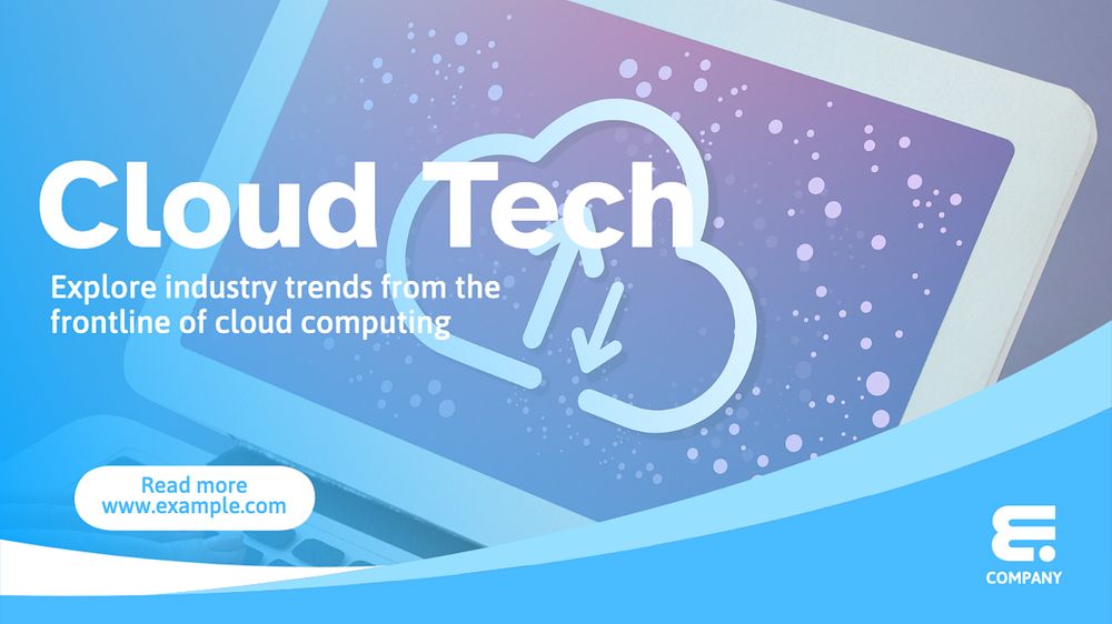 Cloud tech blog banner template, editable text