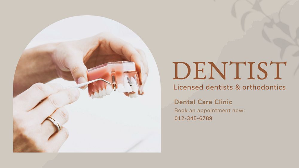 Dentist blog banner template, editable text