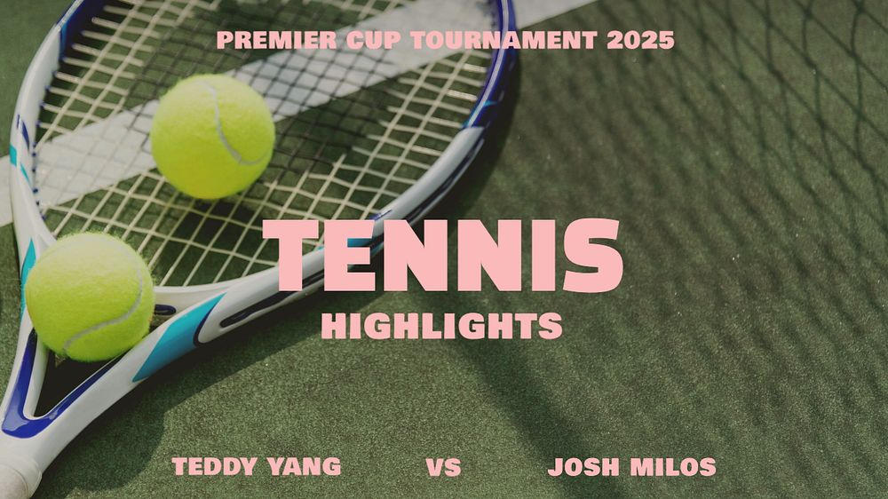 Tennis highlights Youtube cover template, editable design