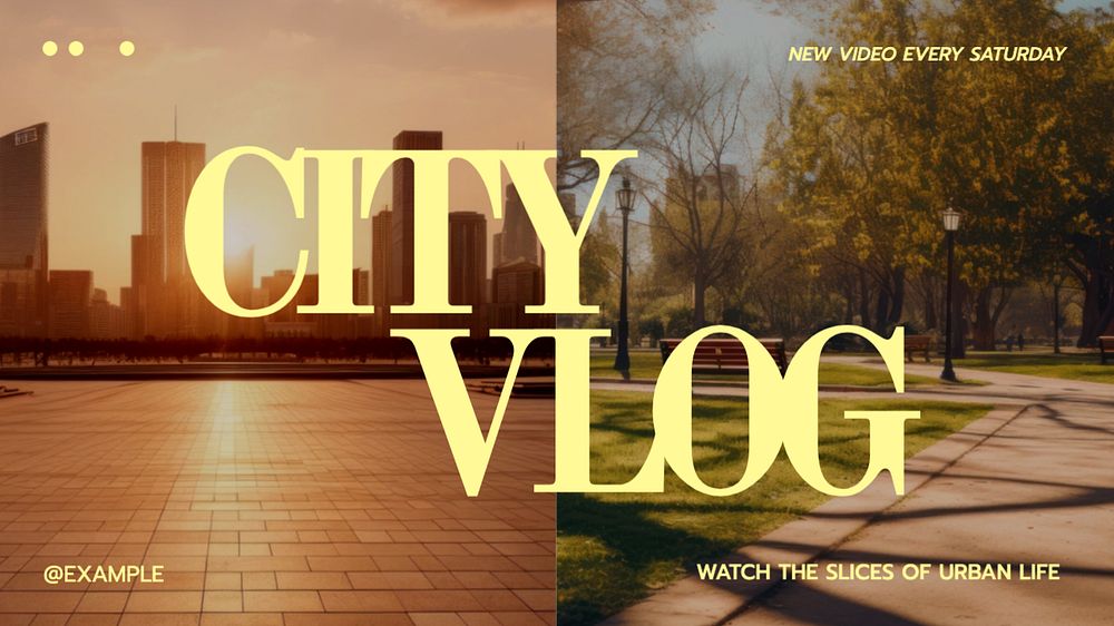 City vlog Youtube cover template, editable design