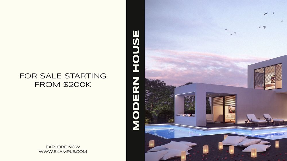 Modern house blog banner template, editable text