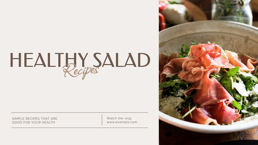 Healthy salad recipes blog banner template, editable text