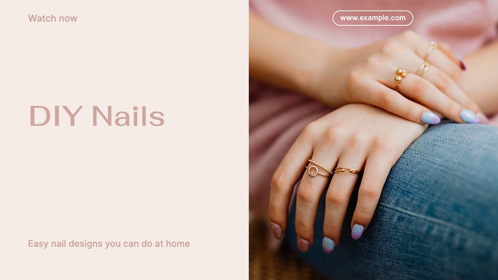 DIY nails blog banner template, editable text