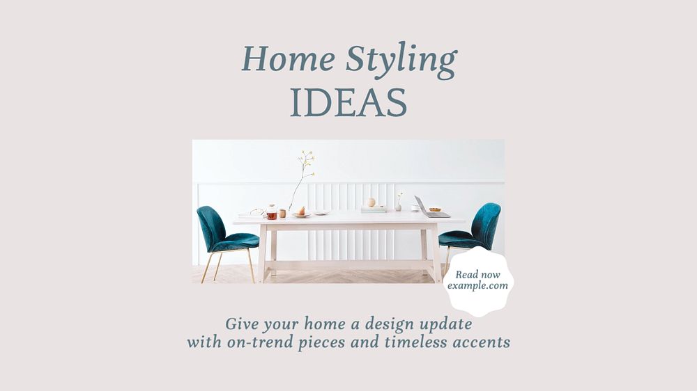 Home styling ideas blog banner template, editable text