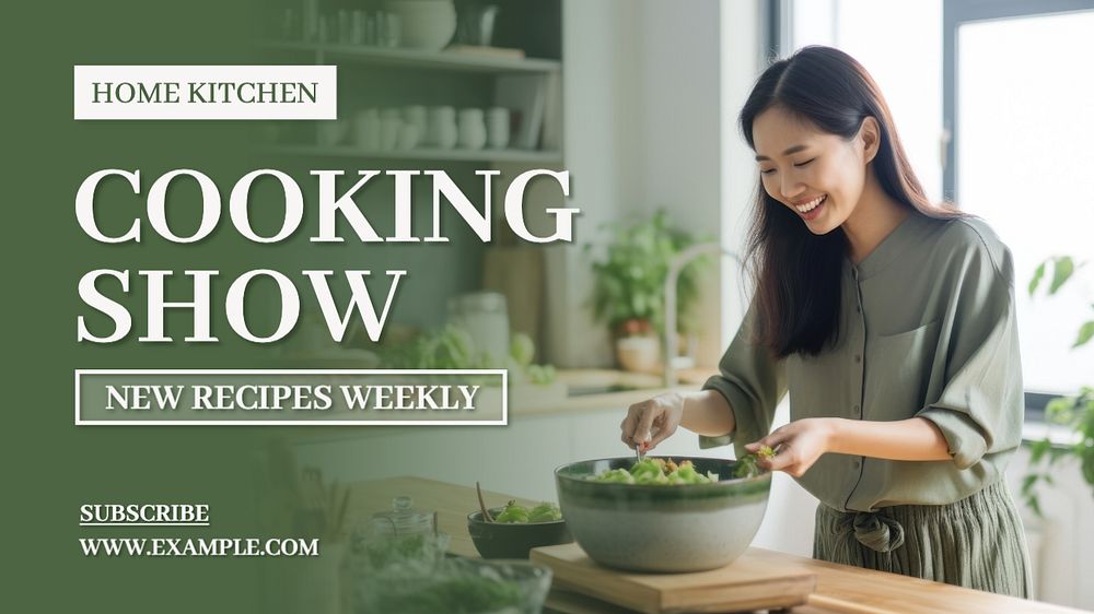 Cooking show Youtube cover template, editable design